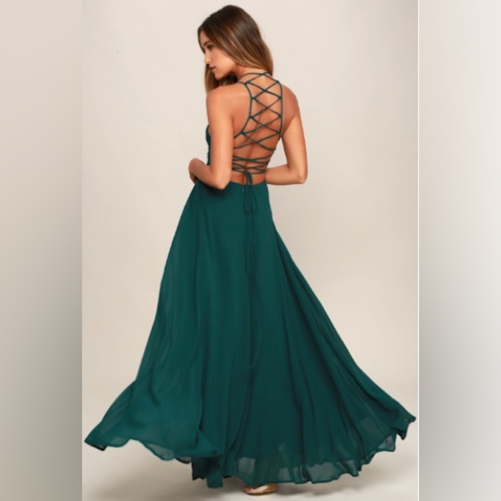 Lulus.com Strappy Forest Green Lace-Up Maxi Dress – Size M - New with Tags